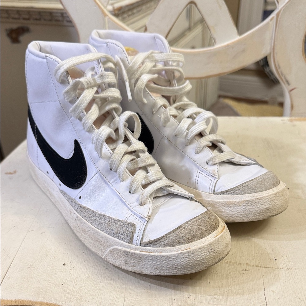 Nike White and Black High-Top Sneakers